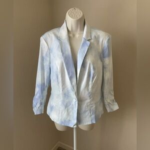 INC International Concepts Women’s Blue Tir Dye One Button Blazer Jacket s M